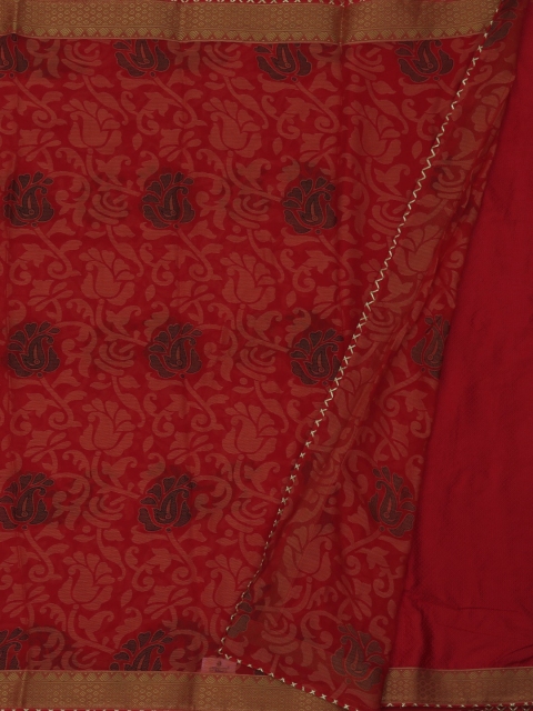 

Pothys Red Printed Poly Georgette Saree