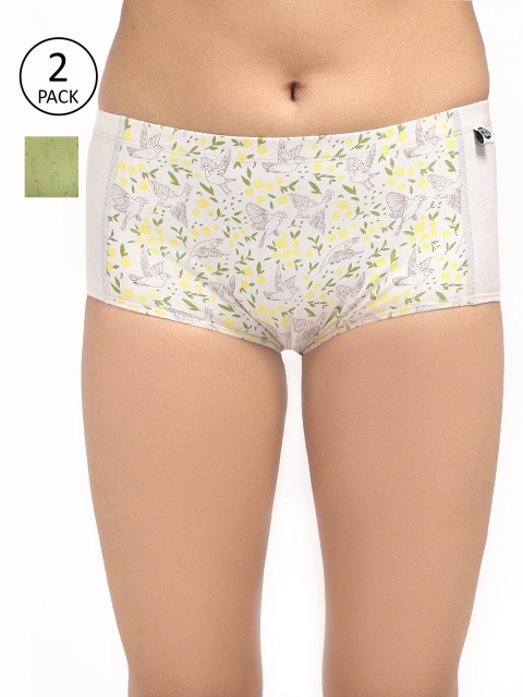 

Wear Equal Women Pack Of 2 Printed Boy Shorts 004/BA/AOP, Off white