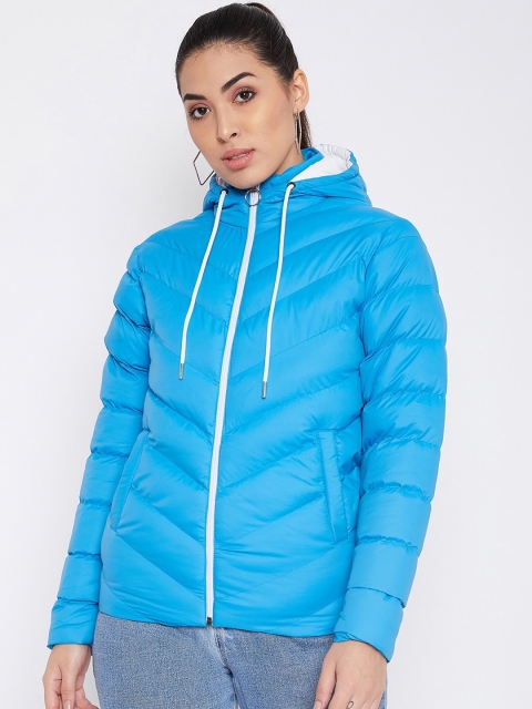 

PERFKT-U Women Blue Printed Insulator Padded Jacket