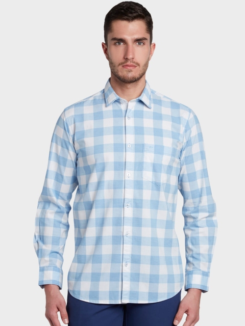 

ColorPlus Men Blue Tailored Fit Checked Casual Shirt