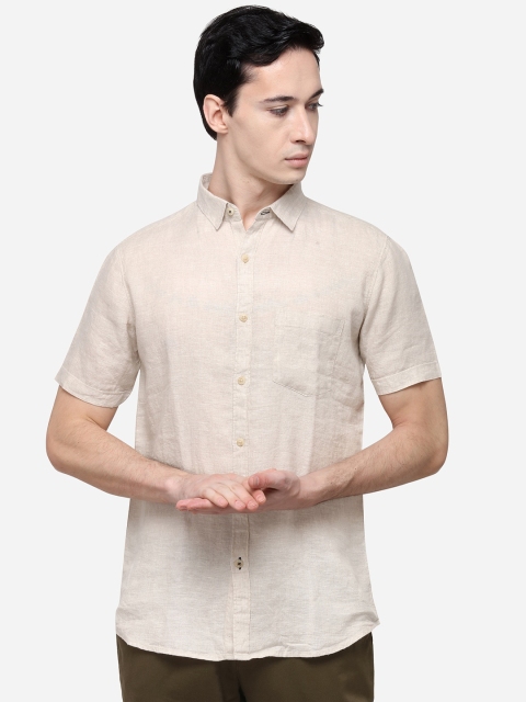

JADE BLUE Men Cream-Coloured Slim Fit Solid Casual Shirt
