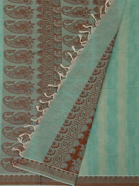 Pothys Green & Brown Pure Cotton Printed Saree