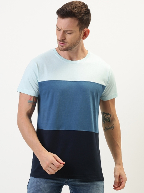 

DILLINGER Men Blue Colourblocked Round Neck T-shirt