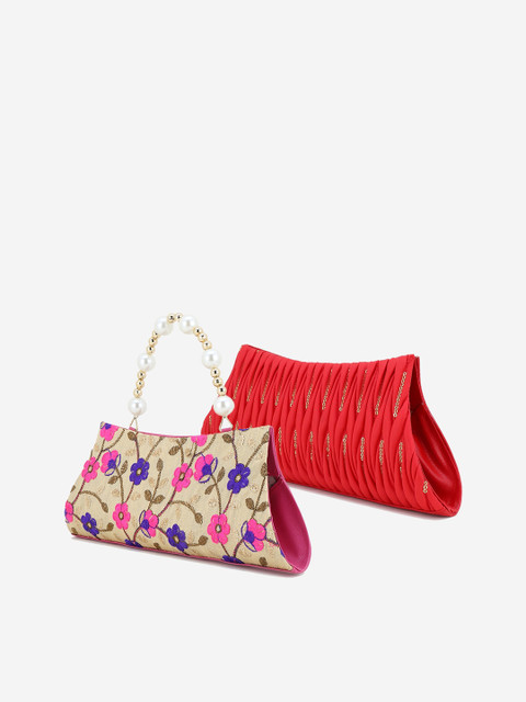 

Element Cart Set Of 2 Beige & Red Embellished Clutch