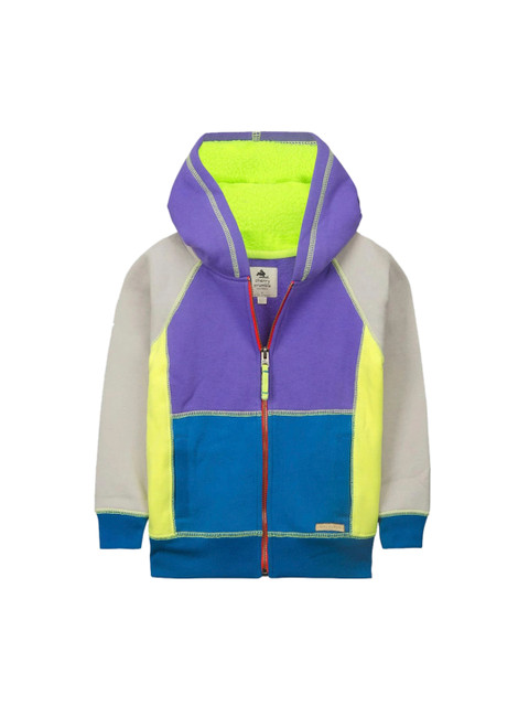 

Cherry Crumble Kids Purple & Grey Colourblocked Hooded Sweatshirt