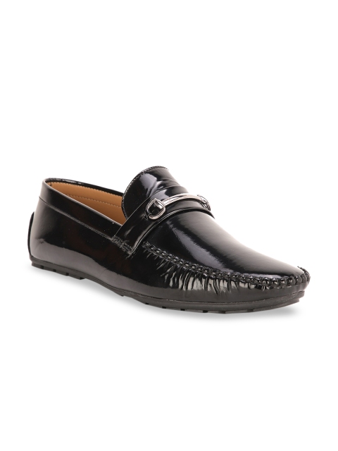 

CASOR Men Black Patent Leather Driving Shoes