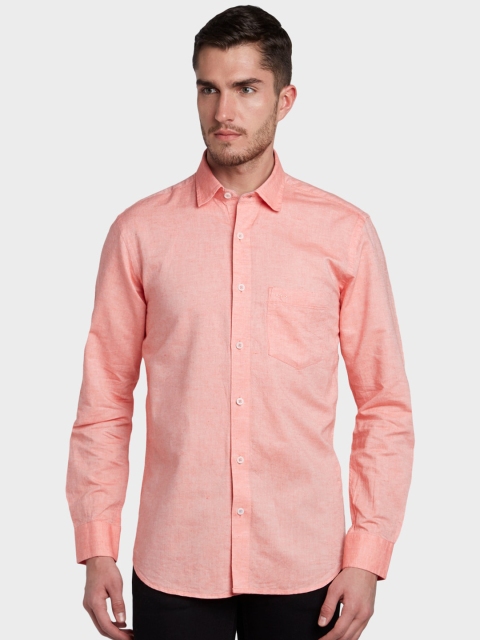 

ColorPlus Men Coral Red Tailored Fit Solid Casual Shirt