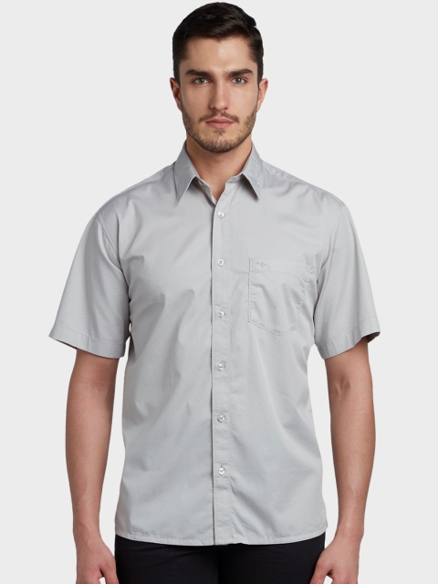 ColorPlus Men Grey Regular Fit Solid Casual Shirt