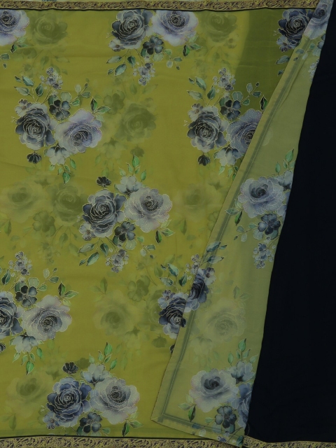 

Pothys Green & Grey Poly Georgette Printed Saree