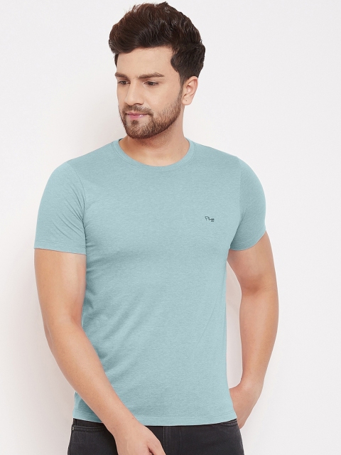 

Plagg Men Sea Green Solid Round Neck T-shirt