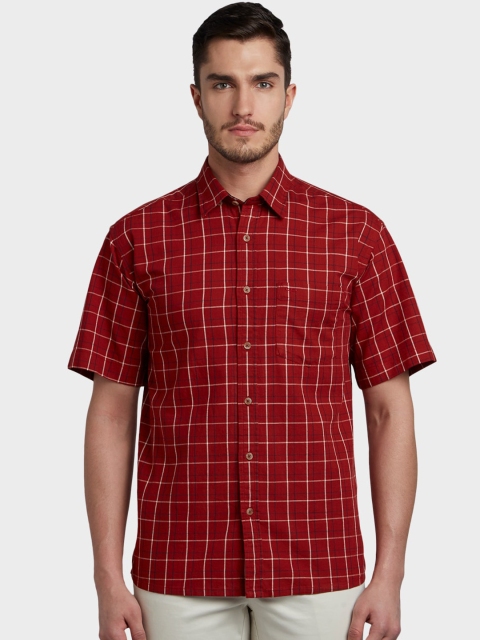 

ColorPlus Men Red Regular Fit Checked Casual Shirt
