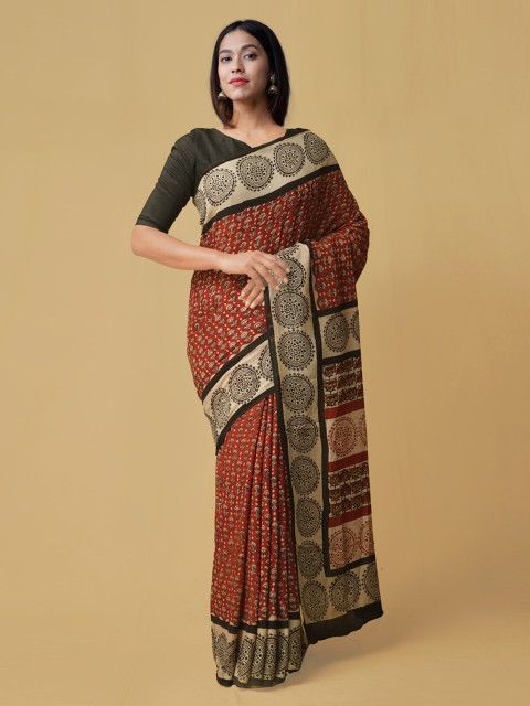 

Unnati Silks Red & Cream Pure Cotton Printed Kota Saree