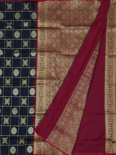 

Pothys Navy Blue & Maroon Jute Silk Woven Design Saree