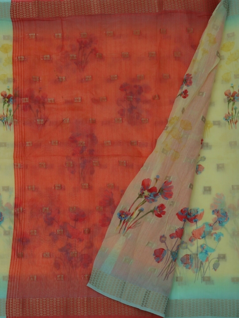 

Pothys Yellow & Orange Jute Silk Woven Design Saree