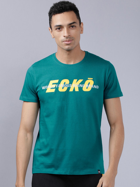 

Ecko Unltd Men Teal Green Slim Fit Printed Round Neck T-shirt