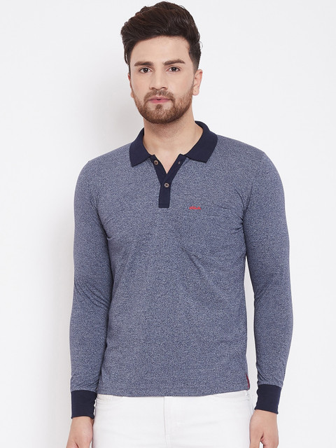 

Adobe Men Blue Solid Polo Collar T-shirt
