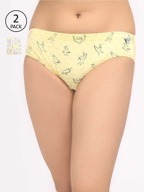 

Wear Equal Women Pack Of 2 Printed Pure Organic-Cotton Sustainable Bikini Briefs 002/BA/AOP, Off white