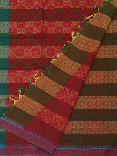 

Pothys Multicoloured & Black Pure Cotton Woven Design Saree, Multi