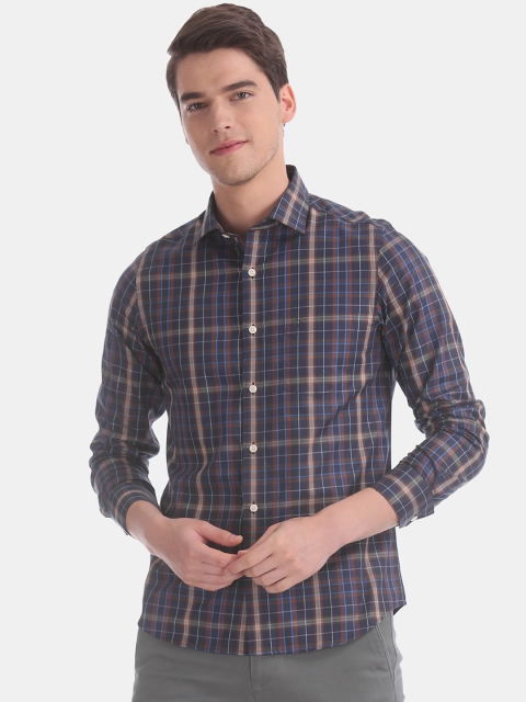 

Arrow Sport Men Navy Blue Slim Fit Checked Casual Shirt