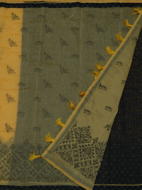

Pothys Yellow Embroidered Pure Cotton Saree