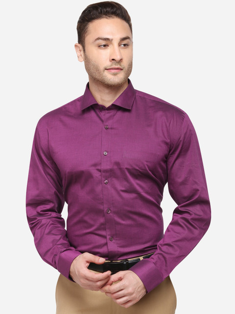 

JADE BLUE Men Purple Regular Fit Solid Formal Shirt