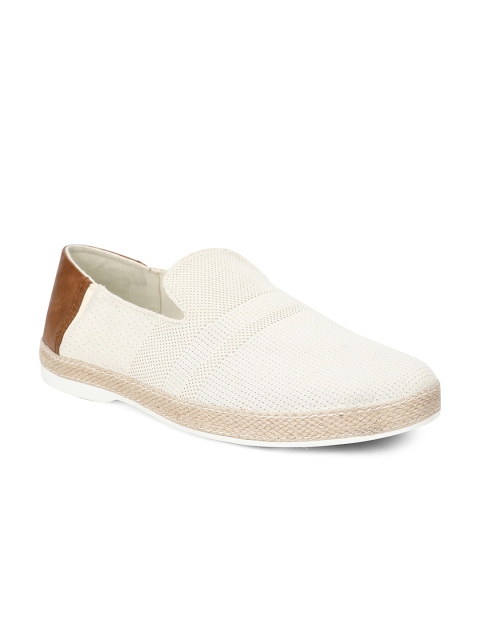 

ALDO Men Off White & Beige Woven Design Slip-On Sneakers