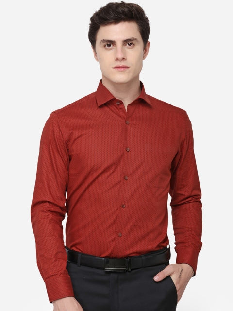 

JADE BLUE Men Rust & Black Slim Fit Printed Formal Shirt
