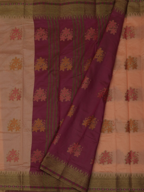 

Pothys Beige & Maroon Jute Silk Woven Design Saree
