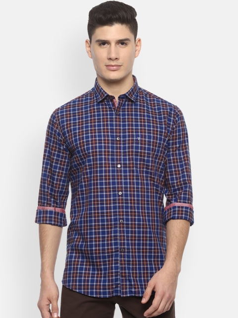 

Van Heusen Sport Men Navy Blue & Red Slim Fit Checked Casual Shirt
