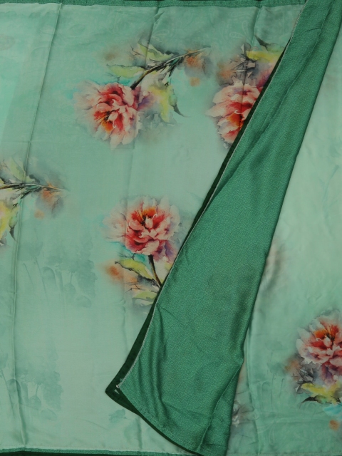 

Pothys Green & Red Satin Crepe Printed Saree