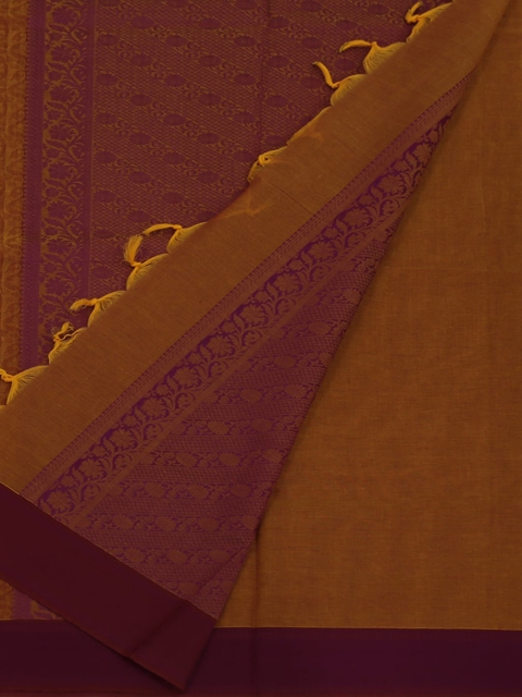 

Pothys Burgundy & Yellow Pure Cotton Woven Design Saree