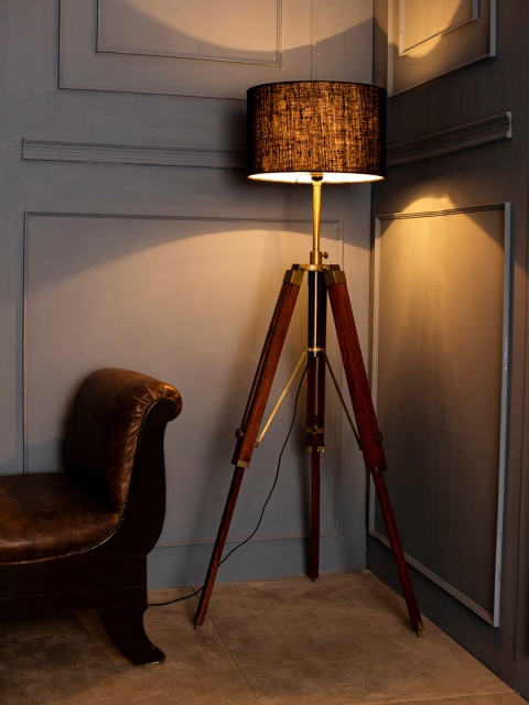 

green girgit Black & Brown Solid Contemporary Floor Lamp with Shade