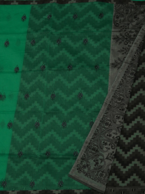 

Pothys Green & Black Supernet Embroidered Saree