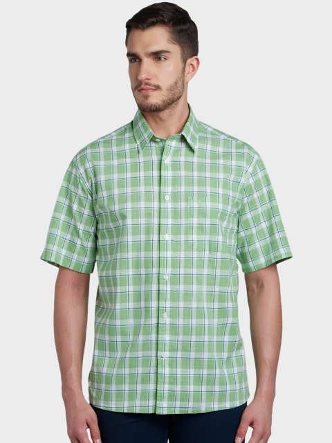 

ColorPlus Men Green & White Regular Fit Checked Casual Shirt