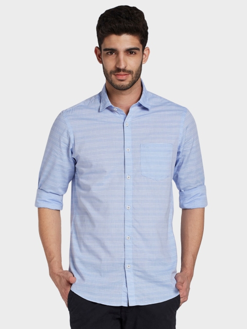 

ColorPlus Men Blue & White Regular Fit Striped Casual Shirt