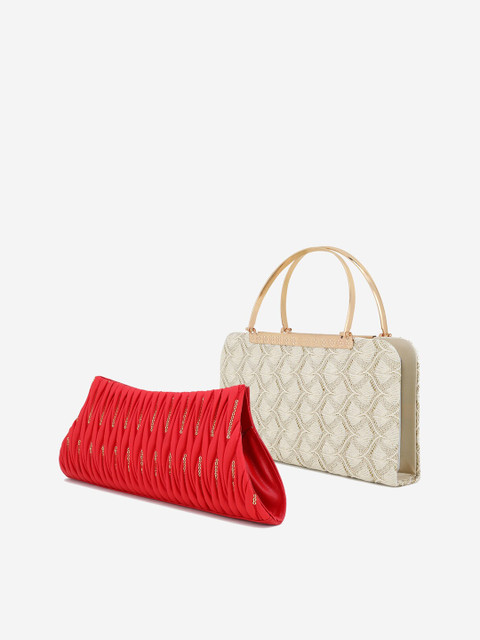 

Element Cart Pack Of 2 Red & White Embroidered Clutch