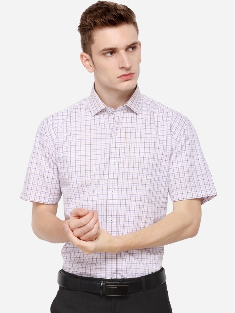

JADE BLUE Men White & Grey Regular Fit Checked Formal Shirt