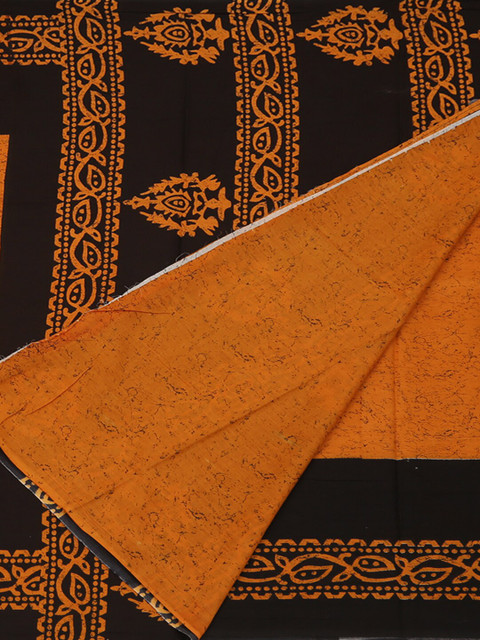 

Pothys Orange & Black Pure Cotton Printed Saree