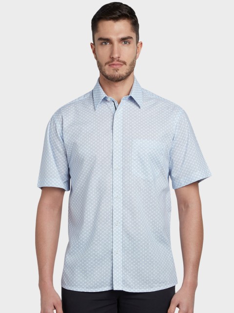 

ColorPlus Men Blue Regular Fit Printed Linen Casual Shirt
