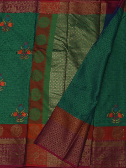 

Pothys Green & Brown Art Silk Woven Design Saree