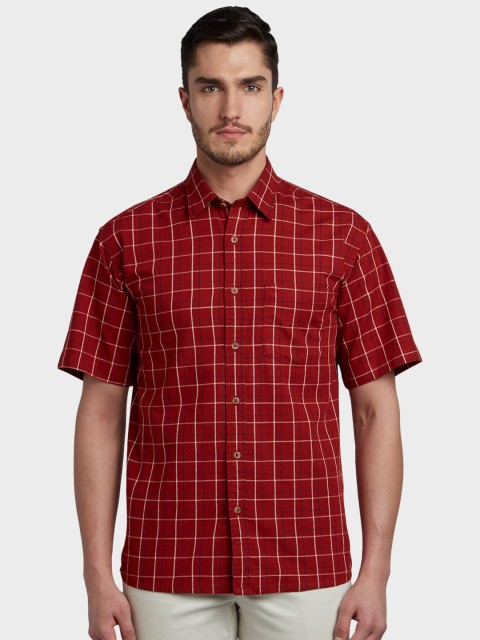 

ColorPlus Men Red Regular Fit Checked Casual Shirt