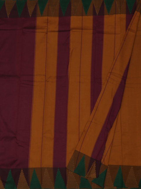 

Pothys Magenta & Brown Art Silk Colourblocked Saree