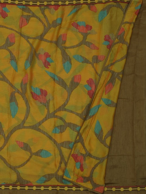 

Pothys Yellow Printed Poly Georgette Saree
