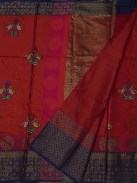 

Pothys Red & Blue Art Silk Embroidered Saree