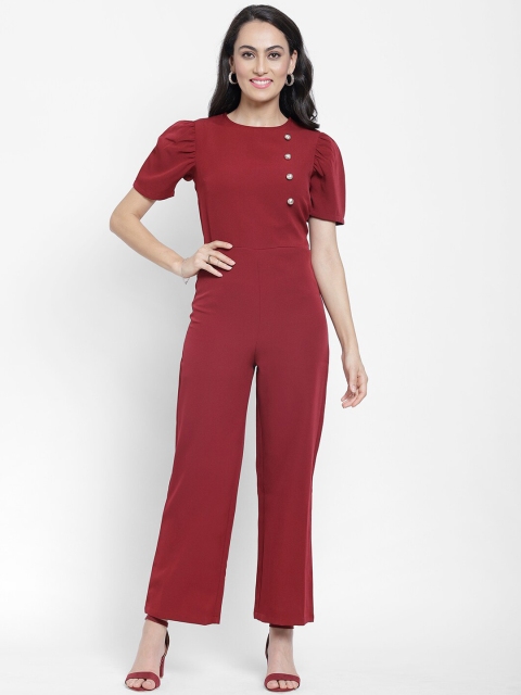 

NIXX Women Maroon Solid Basic Jumpsuit