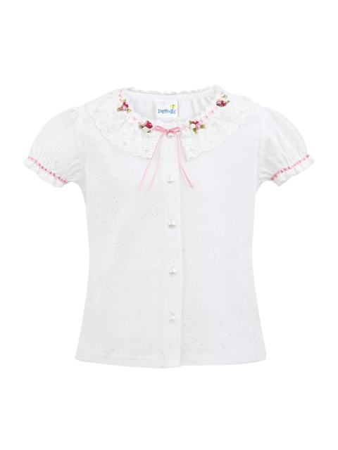

Daffodils GIRLS WEAR Girls Off-White Solid Top