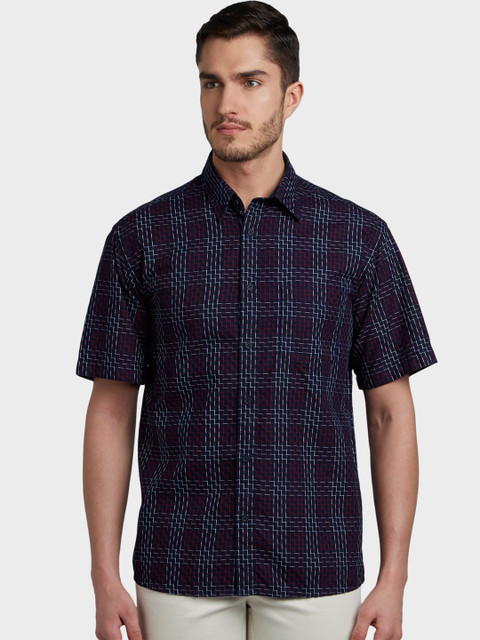 

ColorPlus Men Red & Blue Regular Fit Checked Casual Shirt