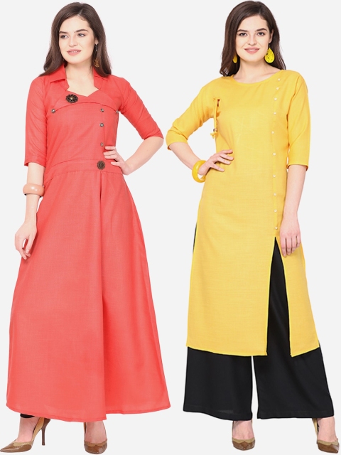 

Silk Bazar Women Multicoloured Pack of 2 Kurta Sets, Multi