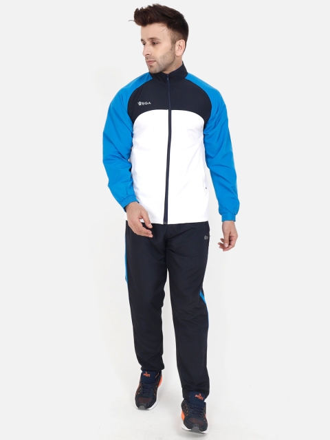 

VEGA Men Blue & White Colourblocked Comfort Fit Running/Gym/Training Tracksuit
