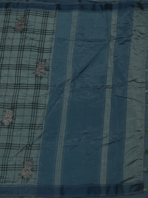 

Pothys Blue Checked Jute Mulbari Silk Saree